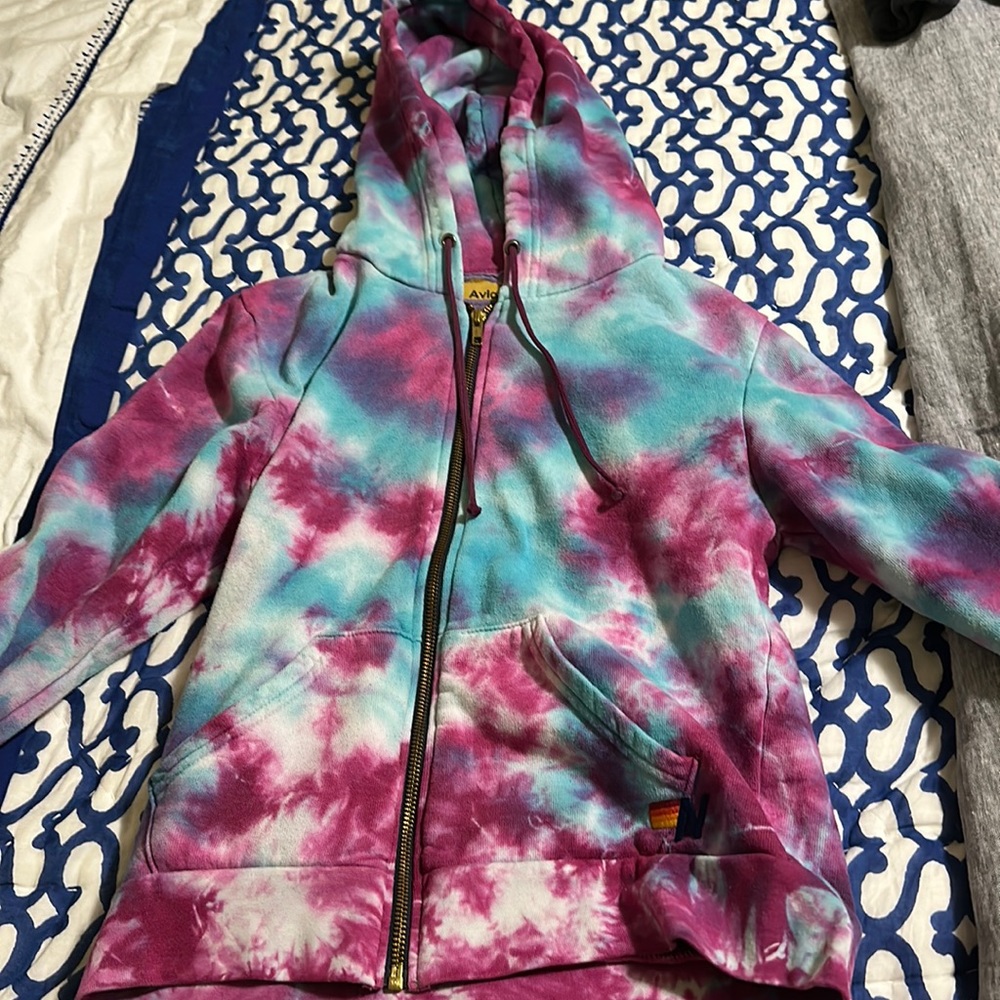 Aviator Nation Relaxed Hand Dyed Zip Hoodie